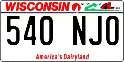 WI license plate 540NJO