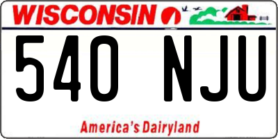 WI license plate 540NJU