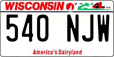WI license plate 540NJW