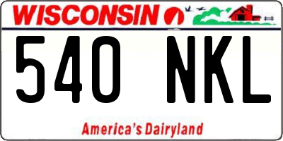 WI license plate 540NKL