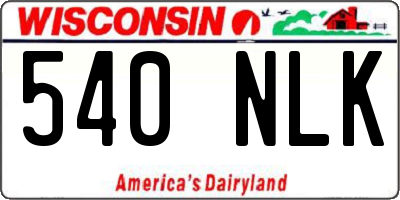 WI license plate 540NLK