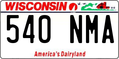 WI license plate 540NMA