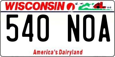 WI license plate 540NOA