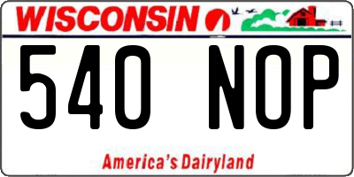 WI license plate 540NOP