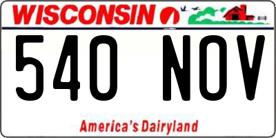 WI license plate 540NOV