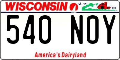 WI license plate 540NOY