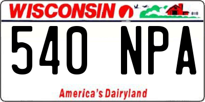 WI license plate 540NPA