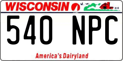 WI license plate 540NPC