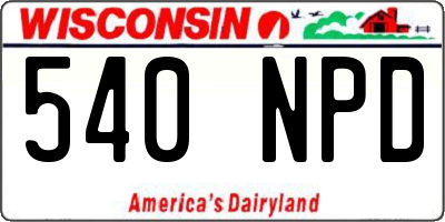 WI license plate 540NPD