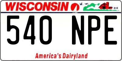 WI license plate 540NPE