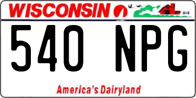 WI license plate 540NPG