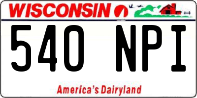 WI license plate 540NPI