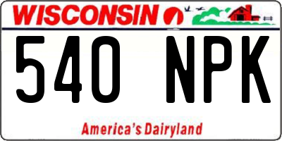 WI license plate 540NPK