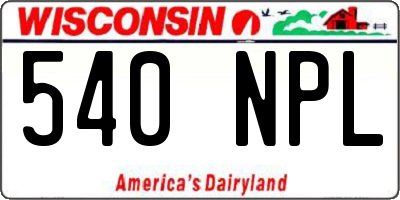 WI license plate 540NPL