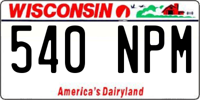 WI license plate 540NPM