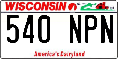 WI license plate 540NPN