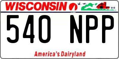 WI license plate 540NPP