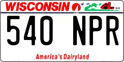 WI license plate 540NPR