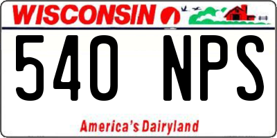 WI license plate 540NPS