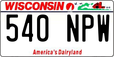 WI license plate 540NPW