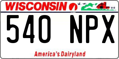 WI license plate 540NPX