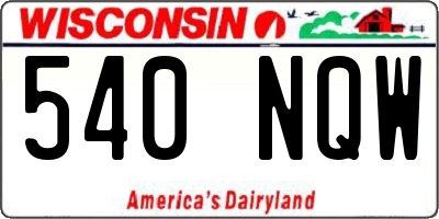 WI license plate 540NQW