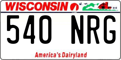 WI license plate 540NRG
