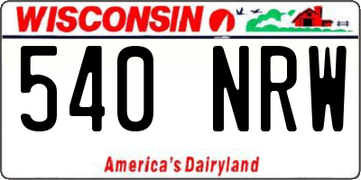 WI license plate 540NRW