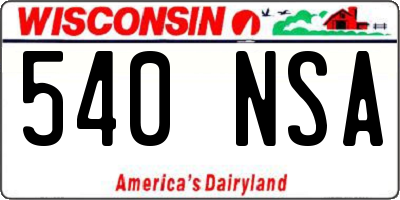 WI license plate 540NSA