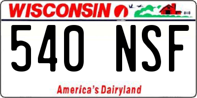 WI license plate 540NSF