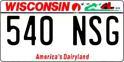 WI license plate 540NSG