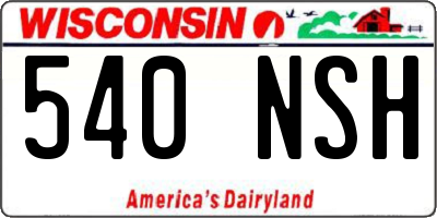 WI license plate 540NSH