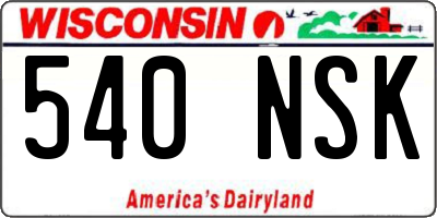 WI license plate 540NSK