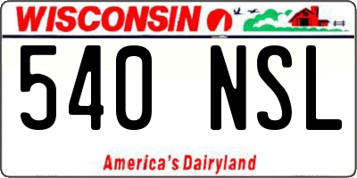 WI license plate 540NSL