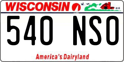 WI license plate 540NSO
