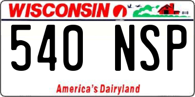 WI license plate 540NSP