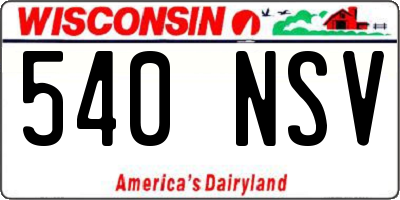 WI license plate 540NSV