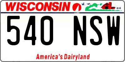 WI license plate 540NSW