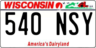 WI license plate 540NSY