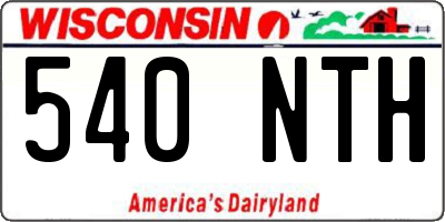 WI license plate 540NTH