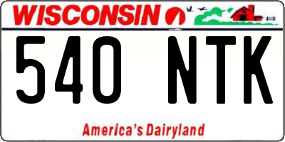 WI license plate 540NTK