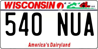 WI license plate 540NUA
