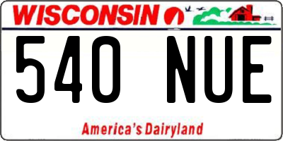 WI license plate 540NUE