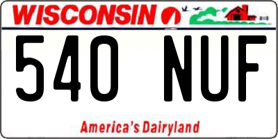 WI license plate 540NUF