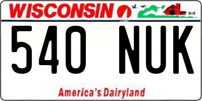 WI license plate 540NUK