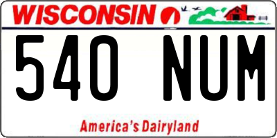 WI license plate 540NUM