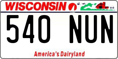 WI license plate 540NUN