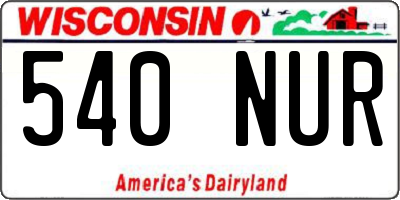 WI license plate 540NUR