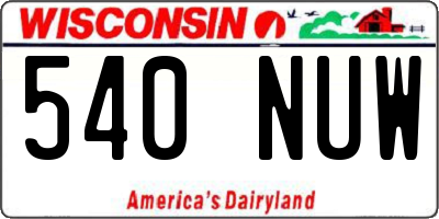 WI license plate 540NUW