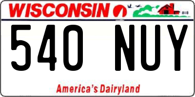 WI license plate 540NUY